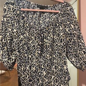Marisa Christina Black and Cream Animal Print Blouse